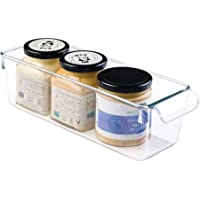 iDesign Caja transparente con asa- organizador de cocina pequeño de plástico- caja organizadora sin tapa para armarios…